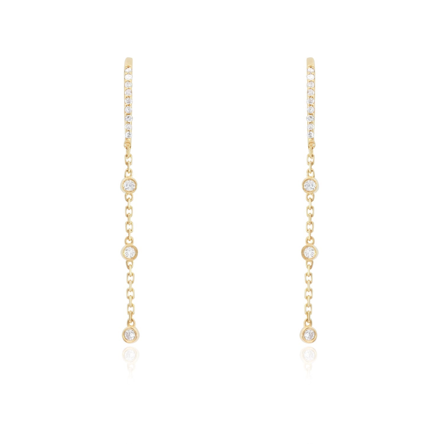 Diamond Station Chain Dangle Earrings