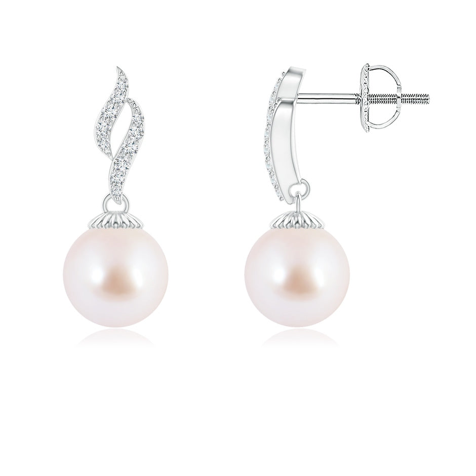 Japanese Akoya Pearl and Diamond Flame Earrings
