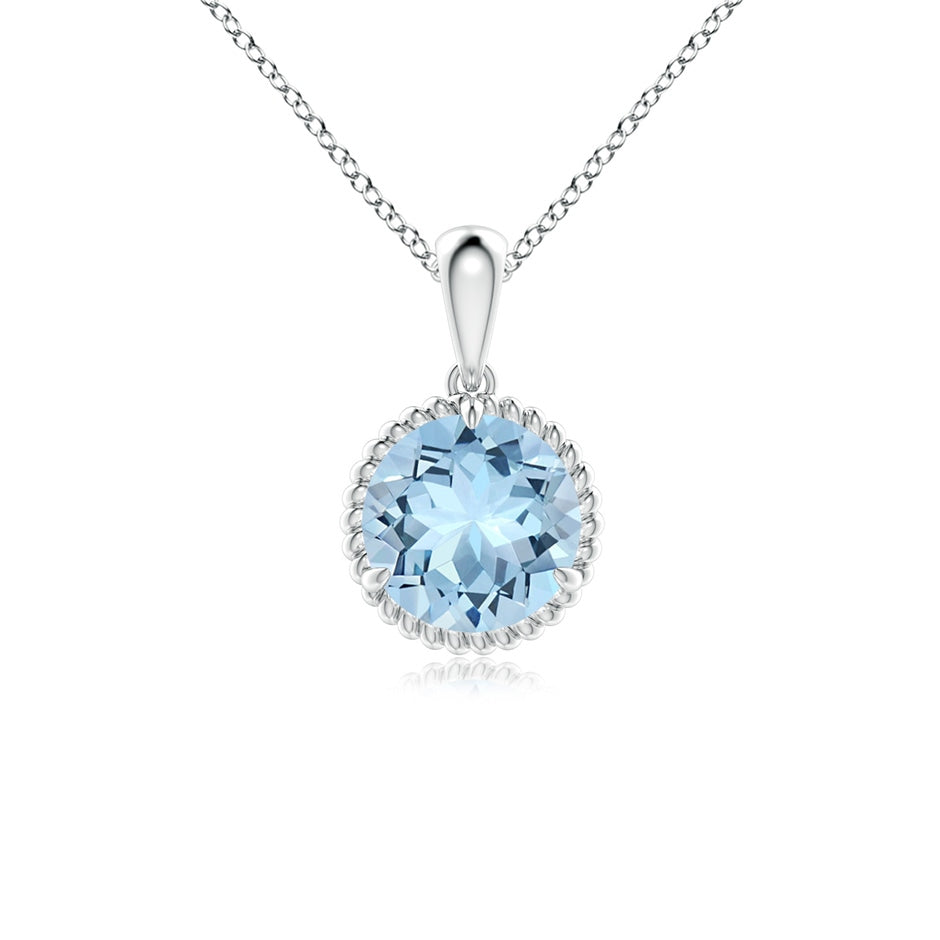 Rope-Framed Claw-Set Aquamarine Solitaire Pendant