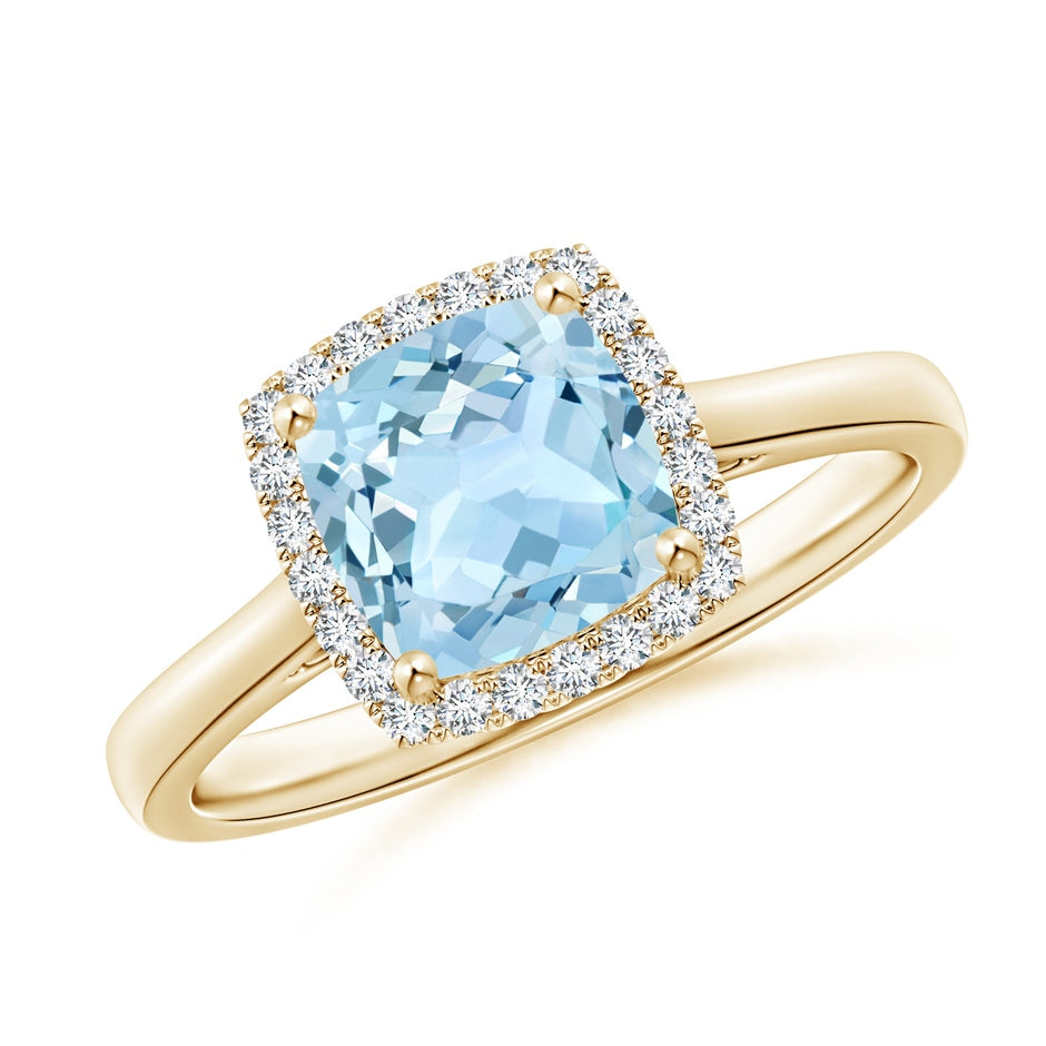 Classic Cushion Aquamarine Halo Engagement Ring