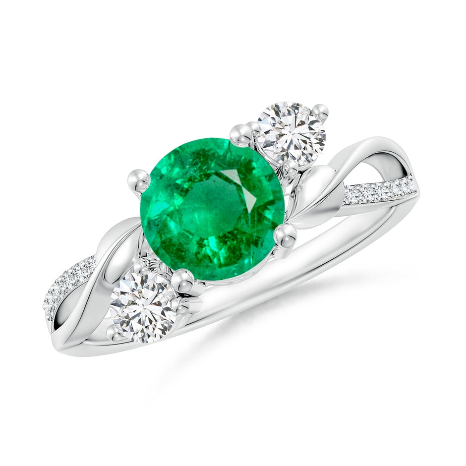 Emerald and Diamond Twisted Vine Engagement Ring
