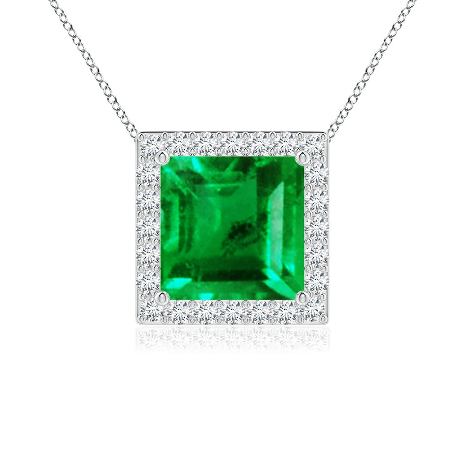 Vintage Inspired Square Emerald Halo Pendant