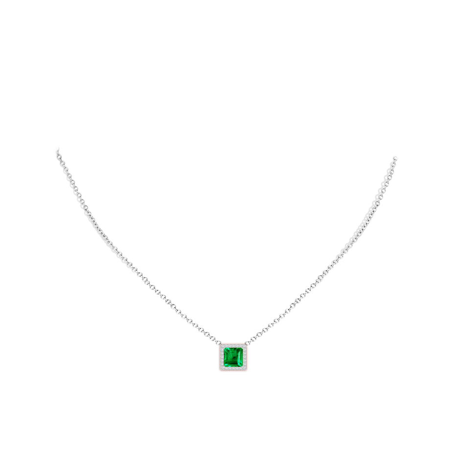 Vintage Inspired Square Emerald Halo Pendant
