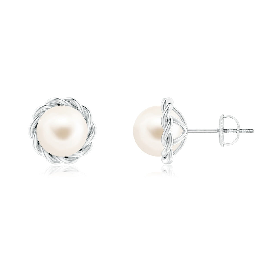 Solitaire Freshwater Pearl Twist Rope Studs