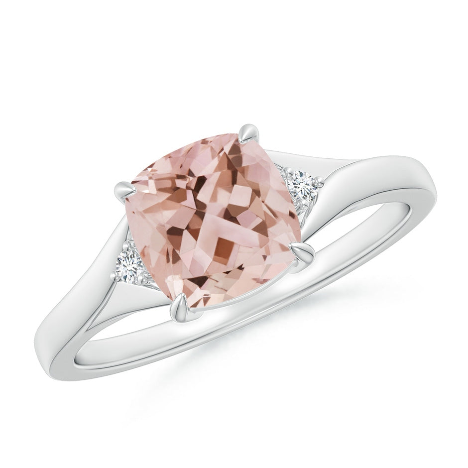 Split Shank Cushion Morganite Solitaire Ring