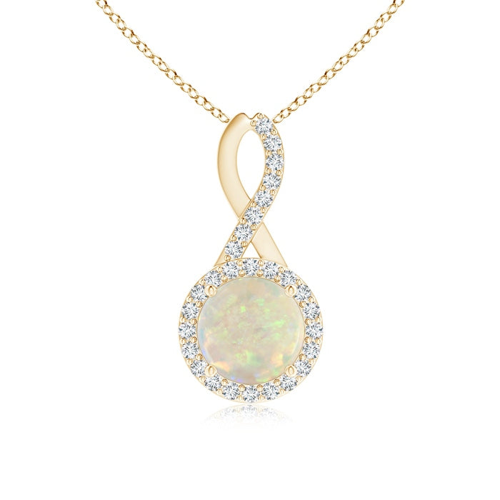 Infinity Round Opal and Diamond Halo Pendant