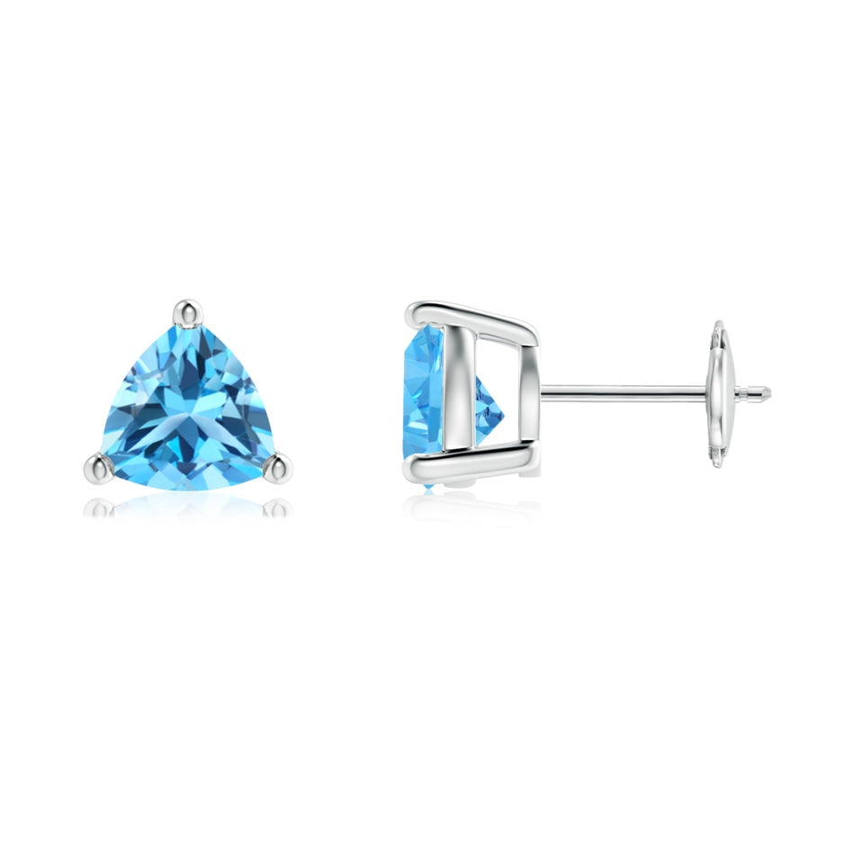 Basket-Set Trillion Swiss Blue Topaz Stud Earrings