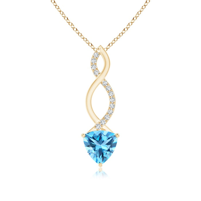 Trillion Swiss Blue Topaz Infinity Pendant with Diamonds