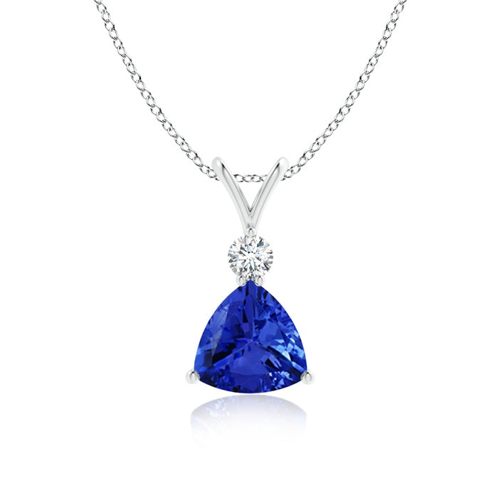 Trillion Tanzanite Solitaire Pendant with Diamond