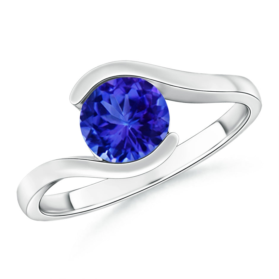 Semi Bezel-Set Solitaire Round Tanzanite Bypass Ring