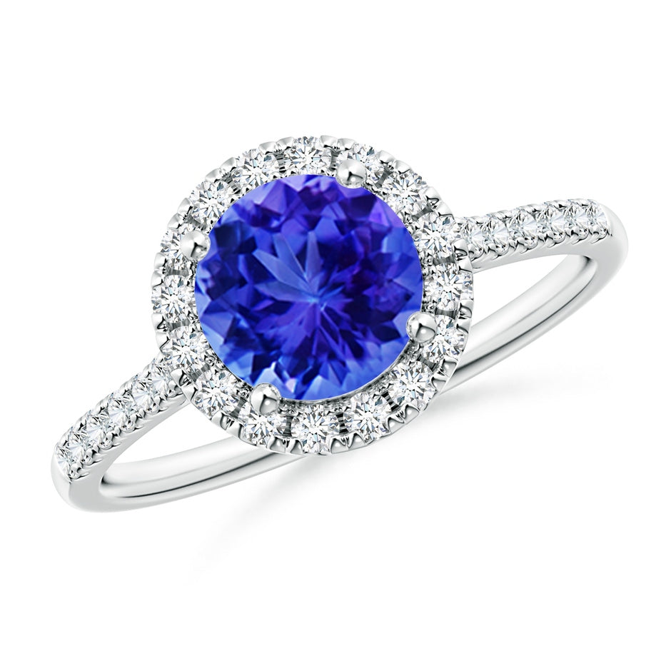 Round Tanzanite Halo Ring with Diamond Accents