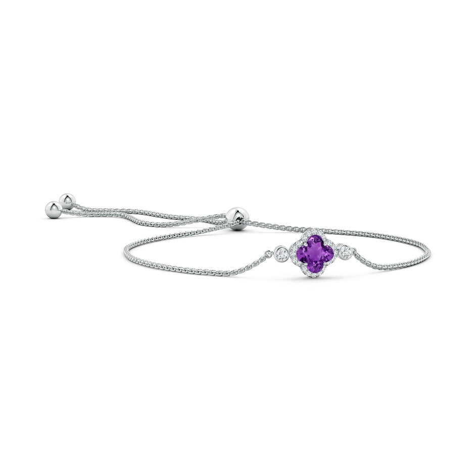 Clover-Shaped Amethyst Bolo Bracelet with Diamonds
