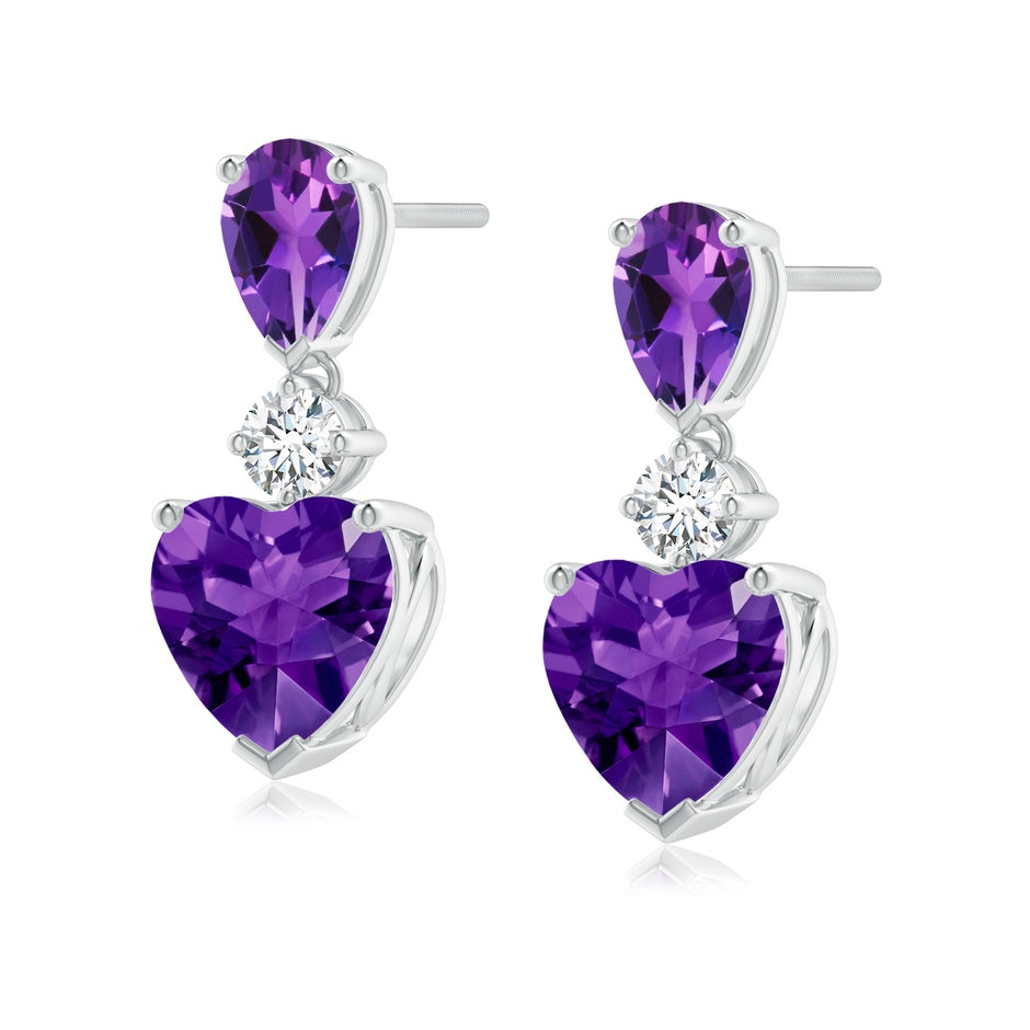 Heart and Pear-Shaped Amethyst Earrings
