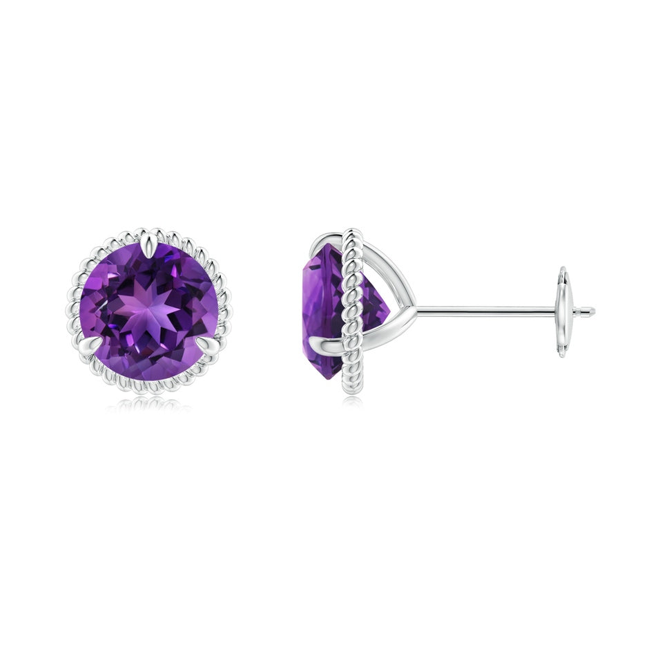 Rope Framed Claw-Set Amethyst Martini Stud Earrings