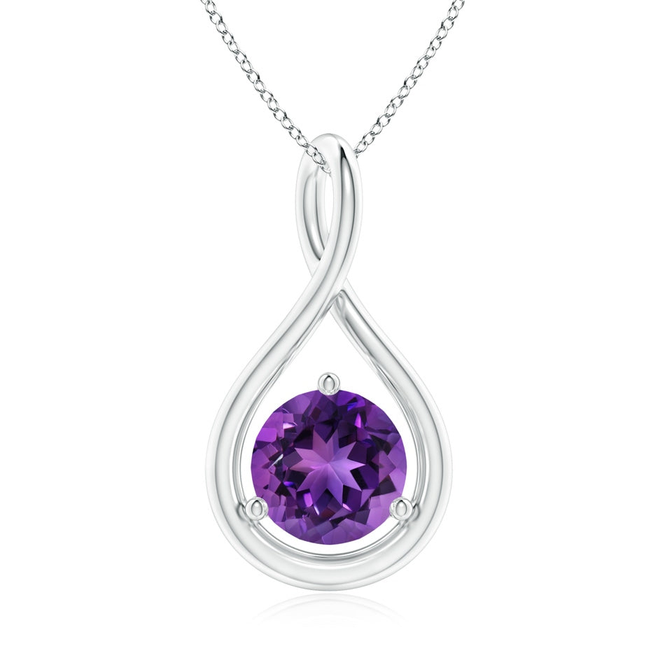 Solitaire Round Amethyst Infinity Twist Pendant