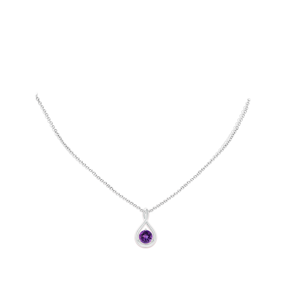 Solitaire Round Amethyst Infinity Twist Pendant