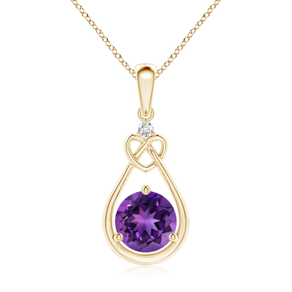 Amethyst Knotted Heart Pendant with Diamond