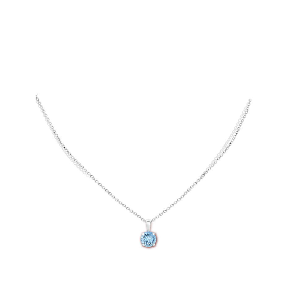 Classic Prong-Set Round Aquamarine Solitaire Pendant