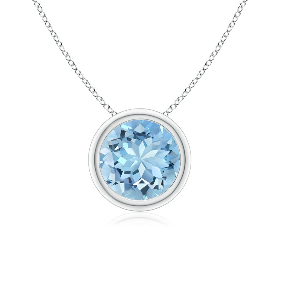 Bezel-Set Round Aquamarine Solitaire Pendant