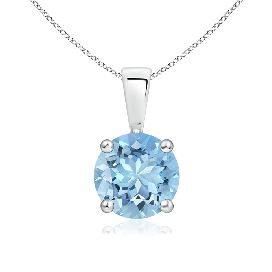 Classic Prong-Set Round Aquamarine Solitaire Pendant