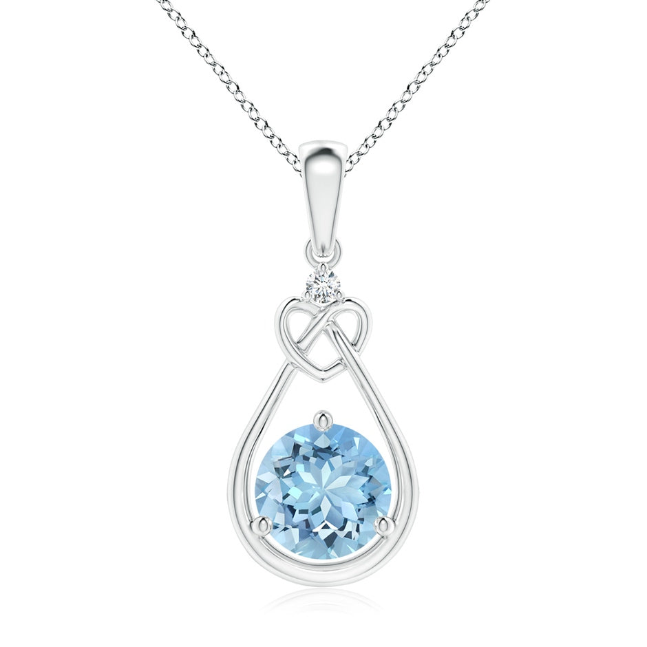 Aquamarine Knotted Heart Pendant with Diamond