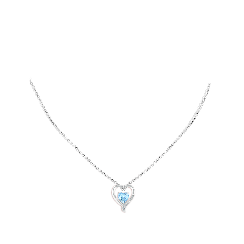 Aquamarine and Diamond Open Heart Pendant