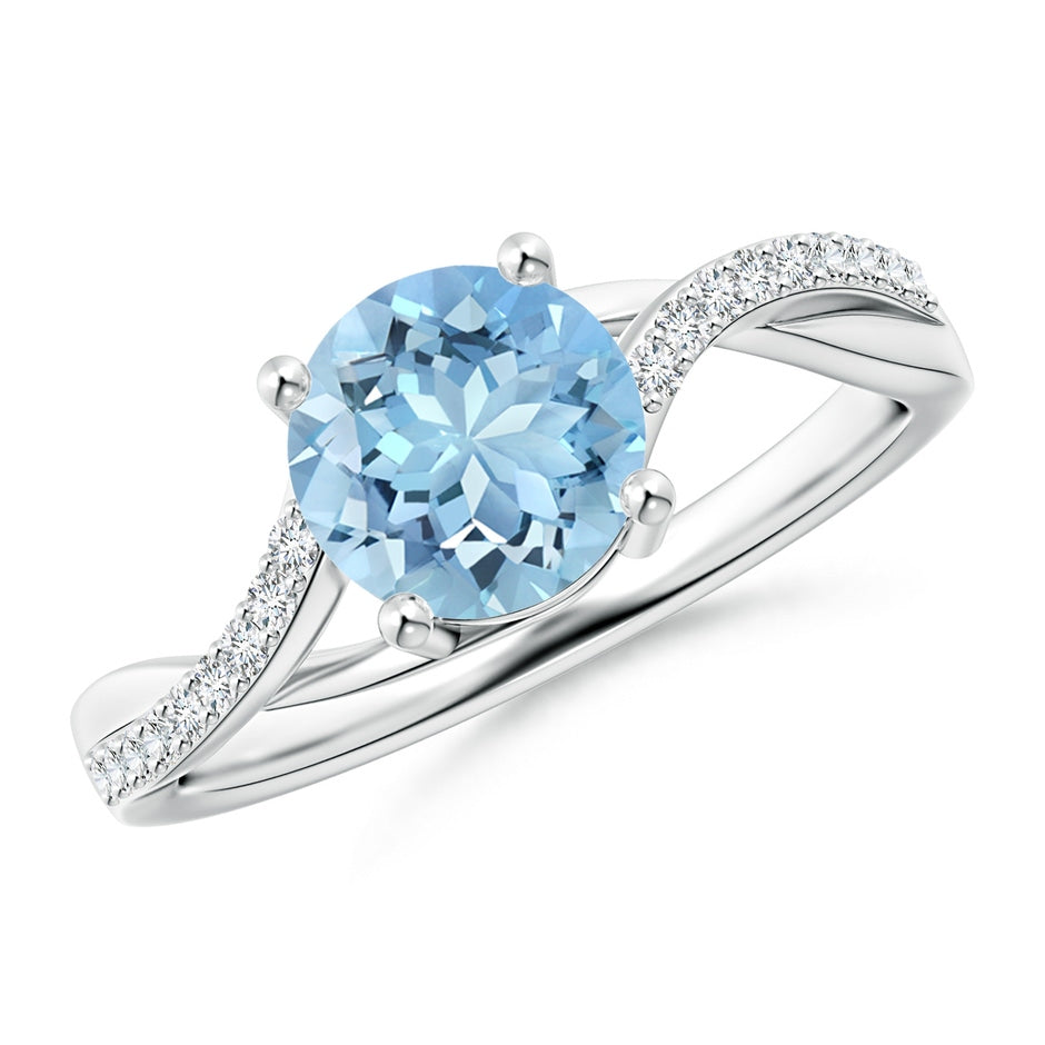 Solitaire Aquamarine Twisted Split Shank Engagement Ring