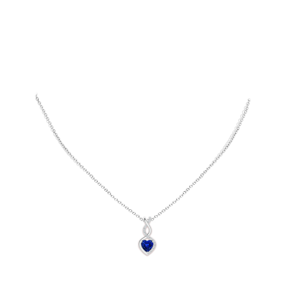 Heart-Shaped Blue Sapphire Infinity Pendant with Diamond Accents