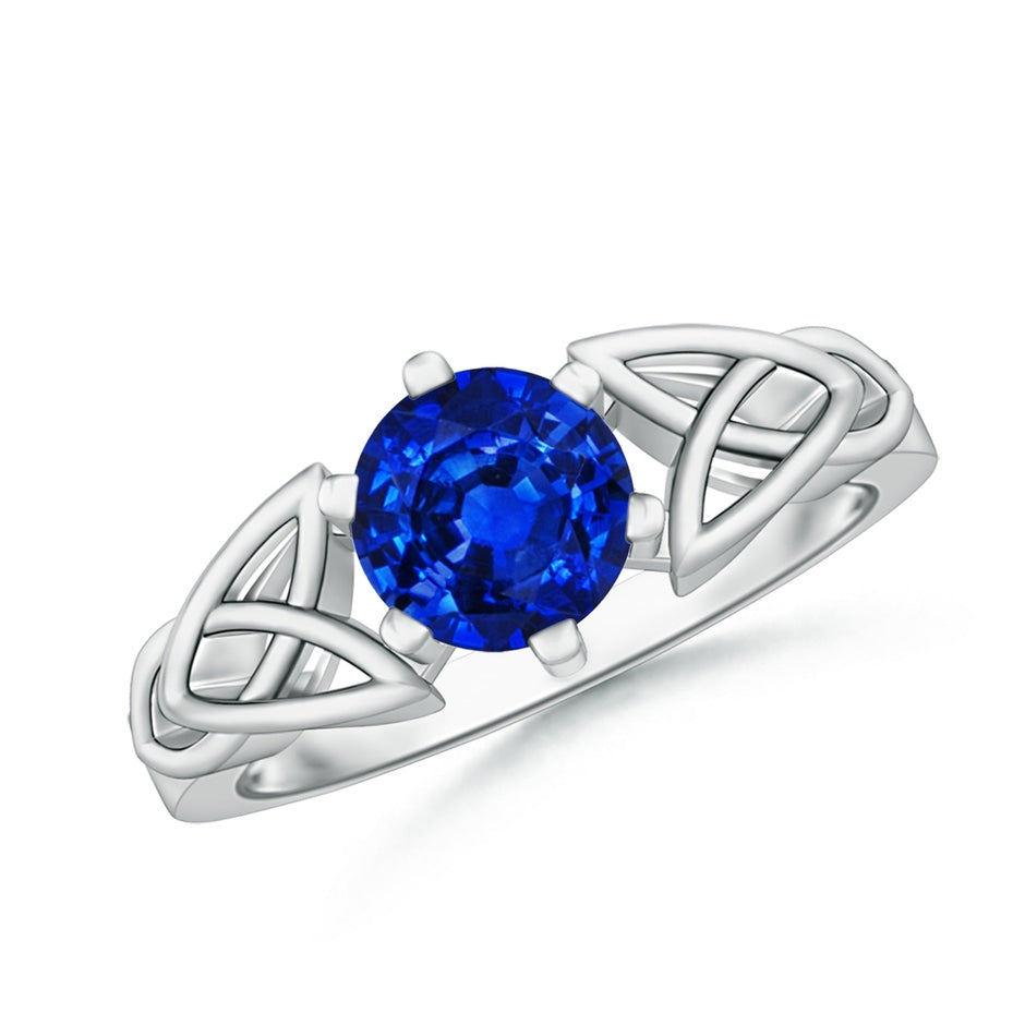 Lab-Grown Solitaire Round Sapphire Celtic Knot Ring