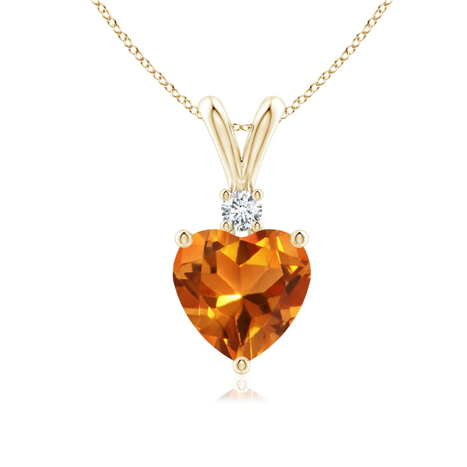 Heart-Shaped Citrine V-Bale Pendant with Diamond