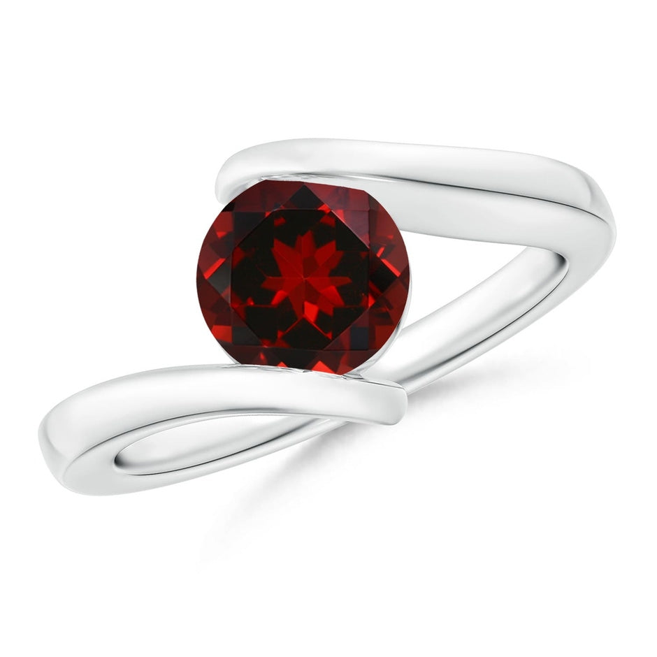 Bar-Set Solitaire Round Garnet Bypass Ring
