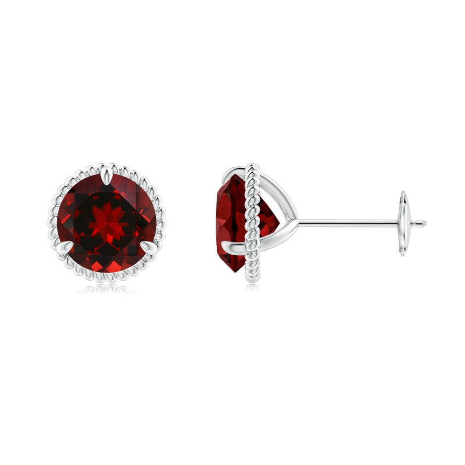 Rope Framed Claw-Set Garnet Martini Stud Earrings