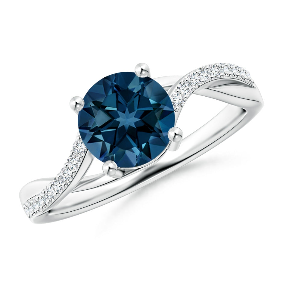 Solitaire London Blue Topaz Twisted Split Shank Ring