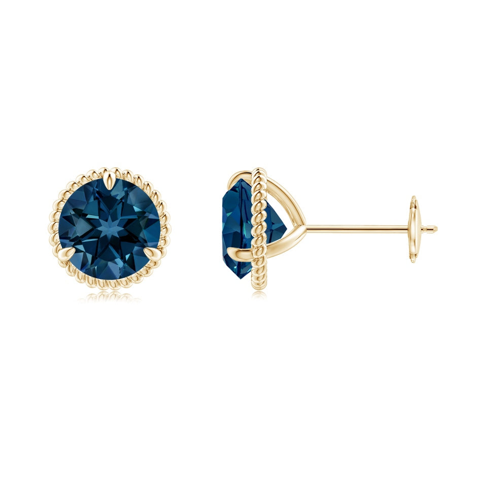 Rope Framed Claw-Set London Blue Topaz Martini Stud Earrings