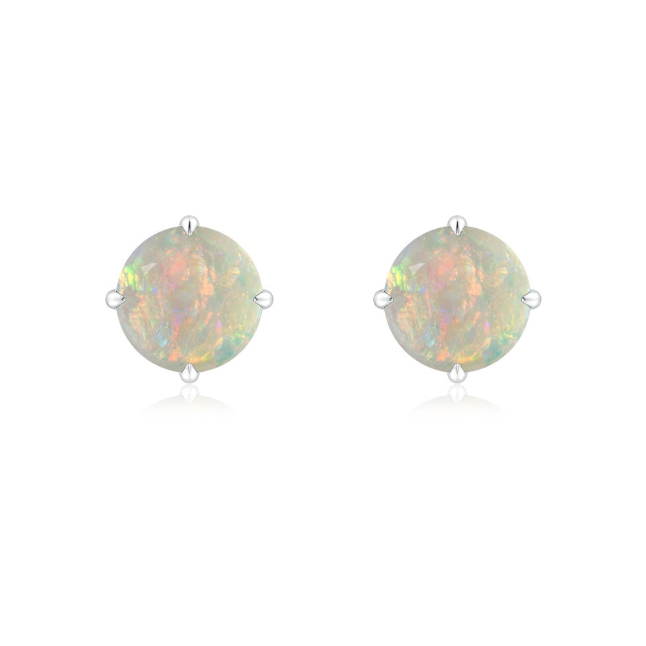 Basket-Set Round Opal Stud Earrings