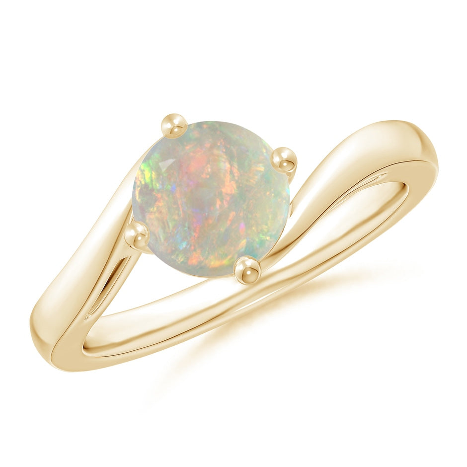 Classic Round Opal Solitaire Bypass Ring