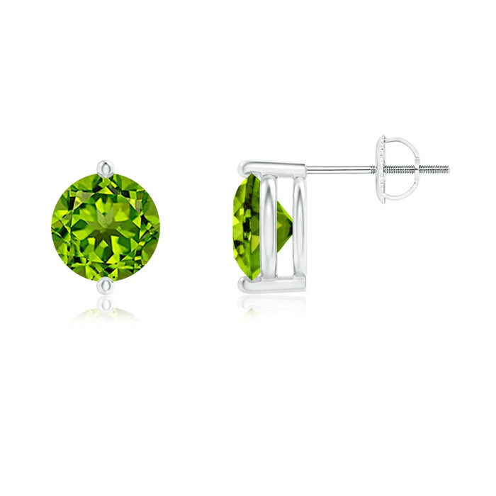 Unique Two Prong-Set Peridot Solitaire Stud Earrings