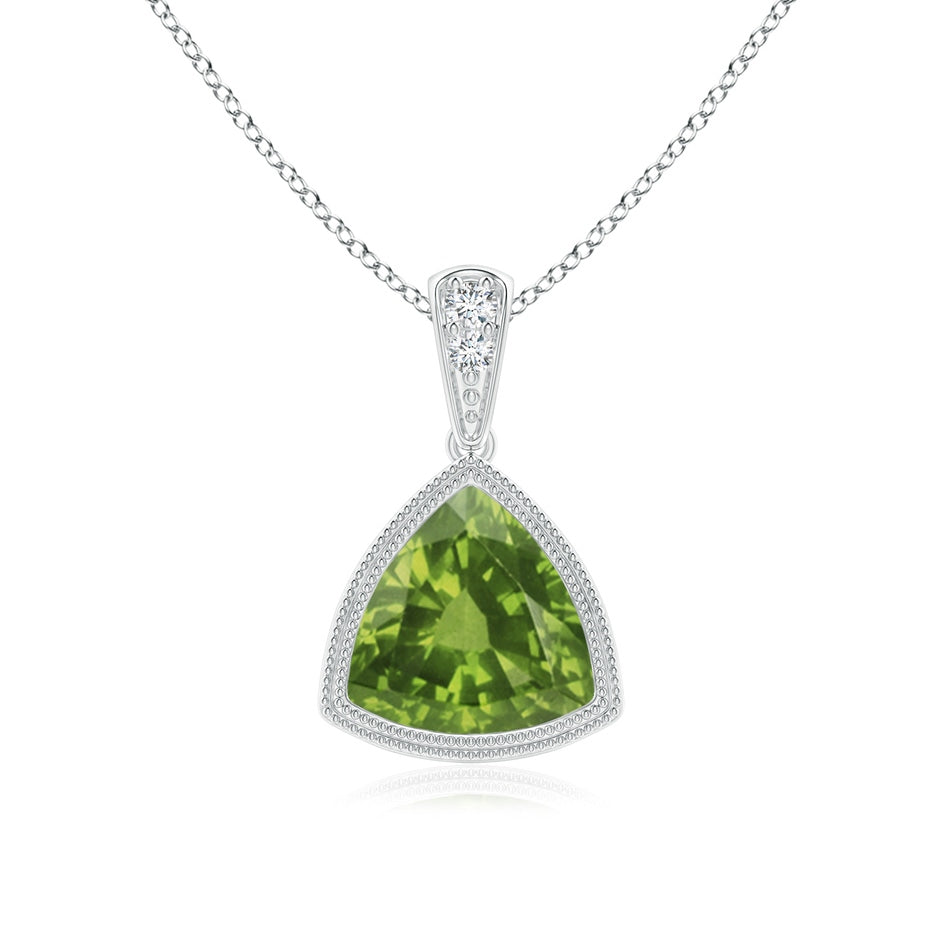 Bezel-Set Trillion Peridot Pendant with Milgrain