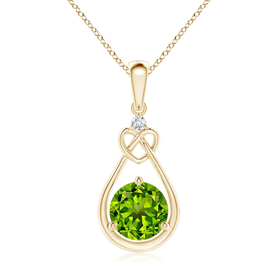 Peridot Knotted Heart Pendant with Diamond