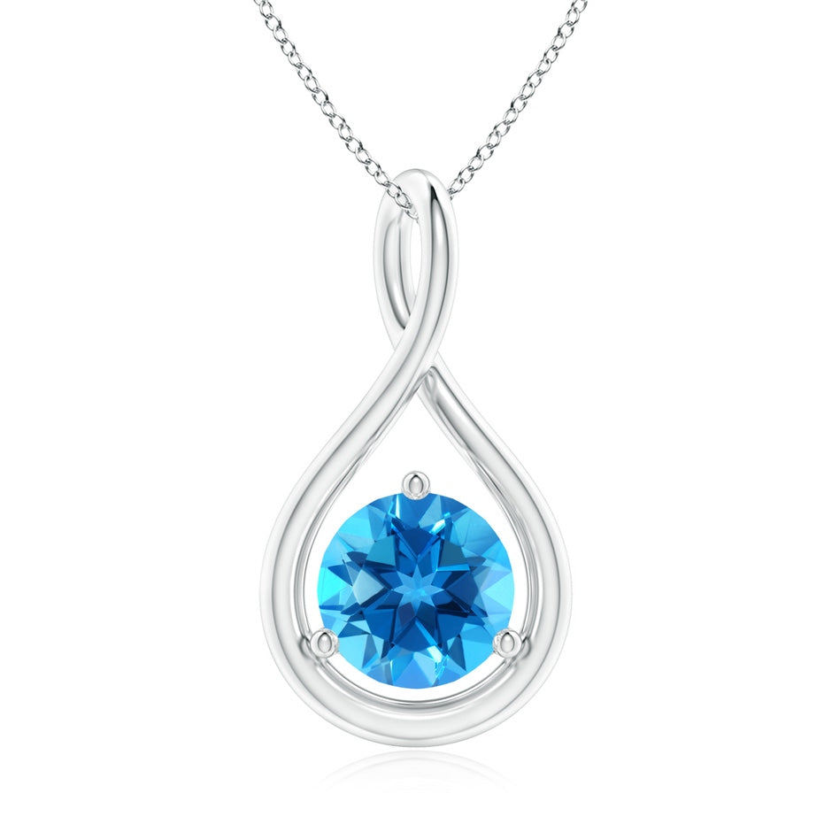 Solitaire Round Swiss Blue Topaz Infinity Twist Pendant