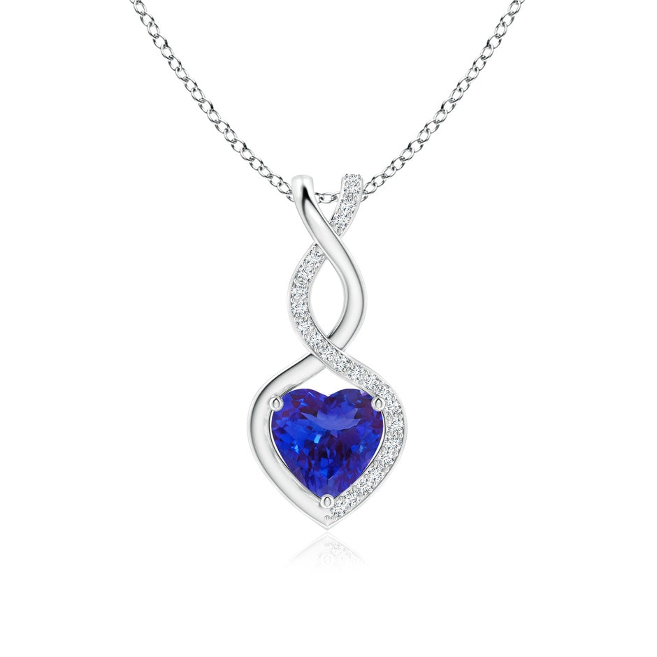 Heart-Shaped Tanzanite Infinity Pendant with Diamond Accents