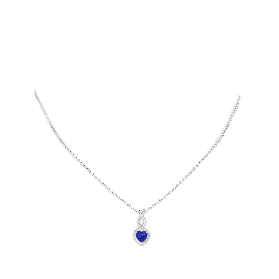 Heart-Shaped Tanzanite Infinity Pendant with Diamond Accents