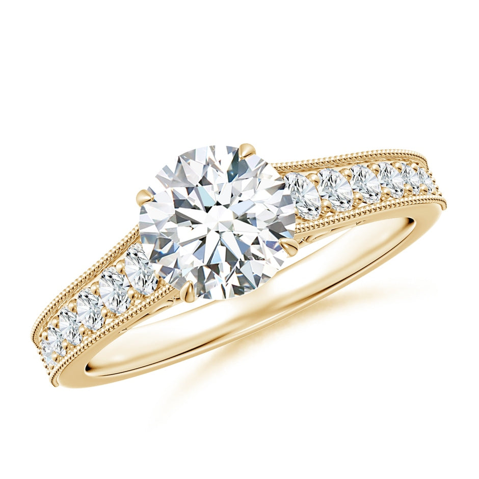 Vintage Inspired Round Lab-Grown Diamond Engagement Ring with Milgrain