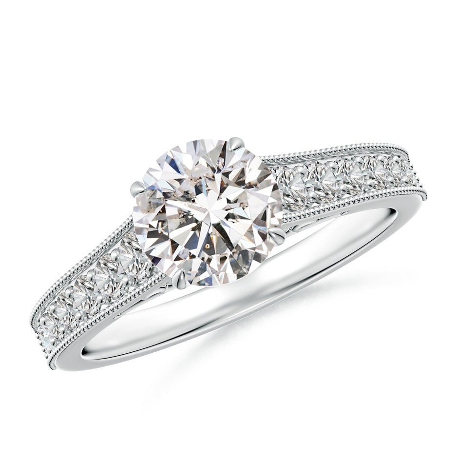 Vintage Inspired Round Diamond Engagement Ring with Milgrain