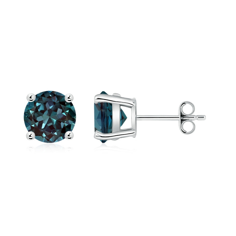 Round Lab-Grown Alexandrite Stud Earrings