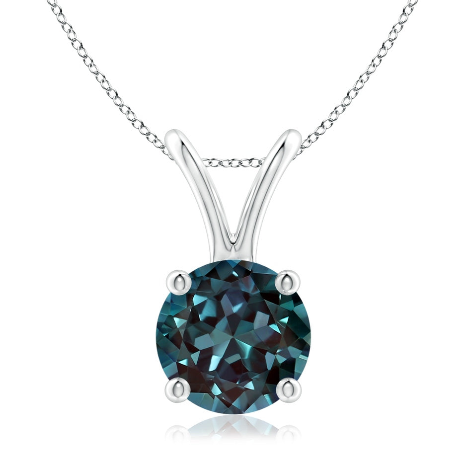 Prong-Set Round Lab-Grown Alexandrite Solitaire V-Bale Pendant
