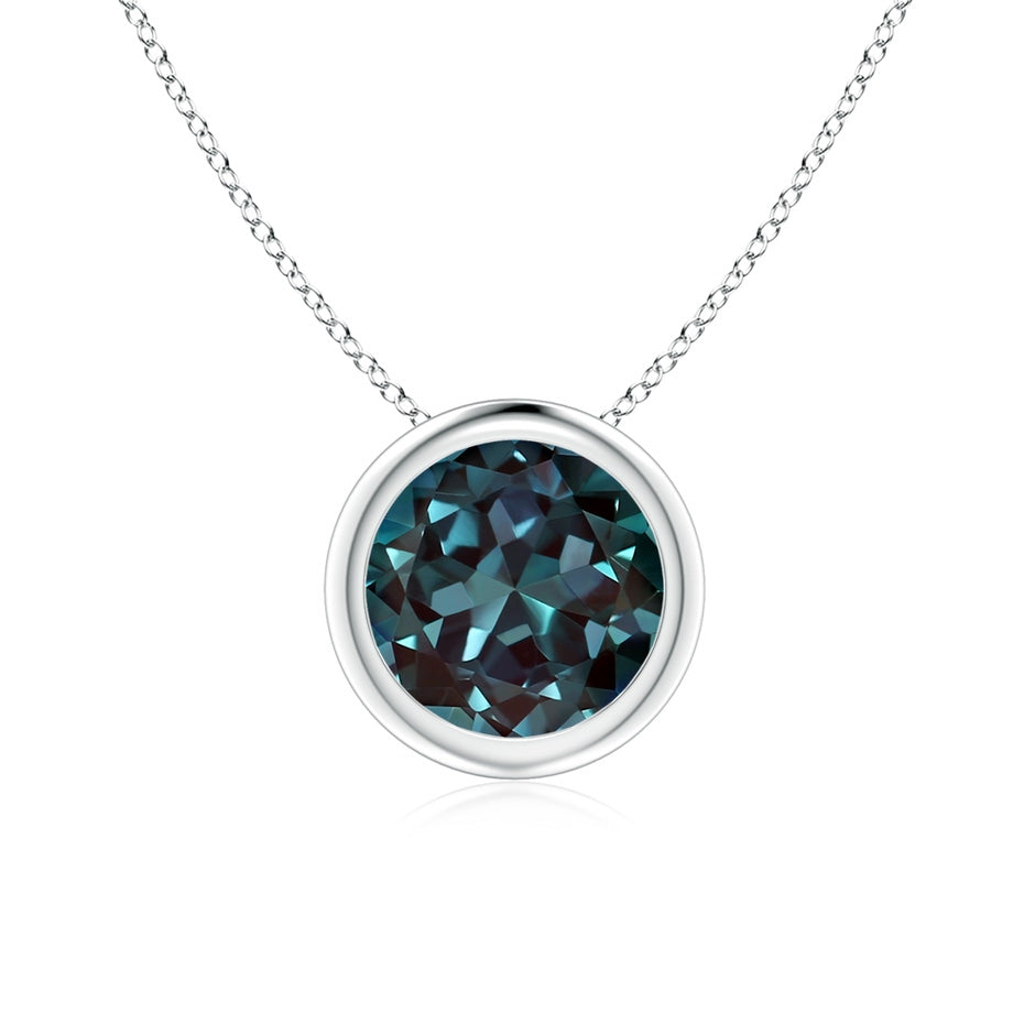 Bezel-Set Round Lab-Grown Alexandrite Solitaire Pendant
