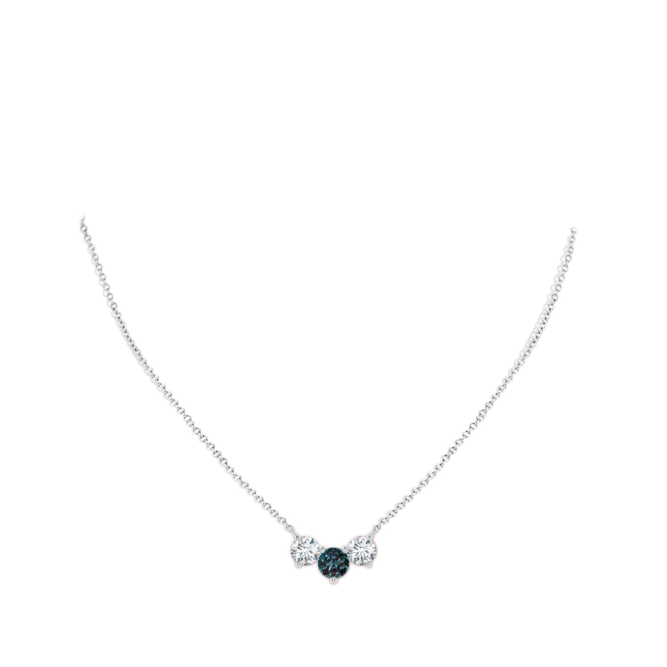 Classic Trio Round Lab-Grown Alexandrite and Diamond Necklace