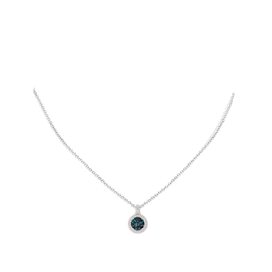 Round Lab-Grown Alexandrite Dangle Pendant with Halo
