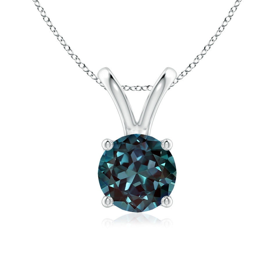 V-Bale Round Lab-Grown Alexandrite Solitaire Pendant